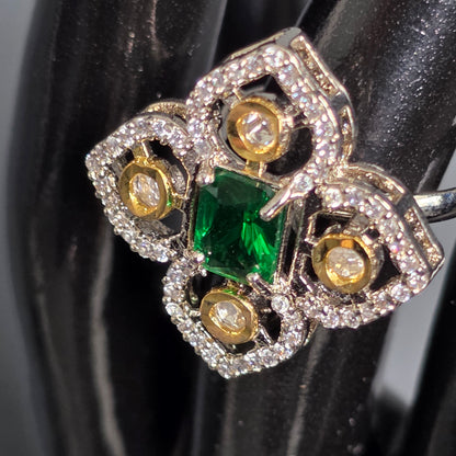 Elyzae Green Flower Ring