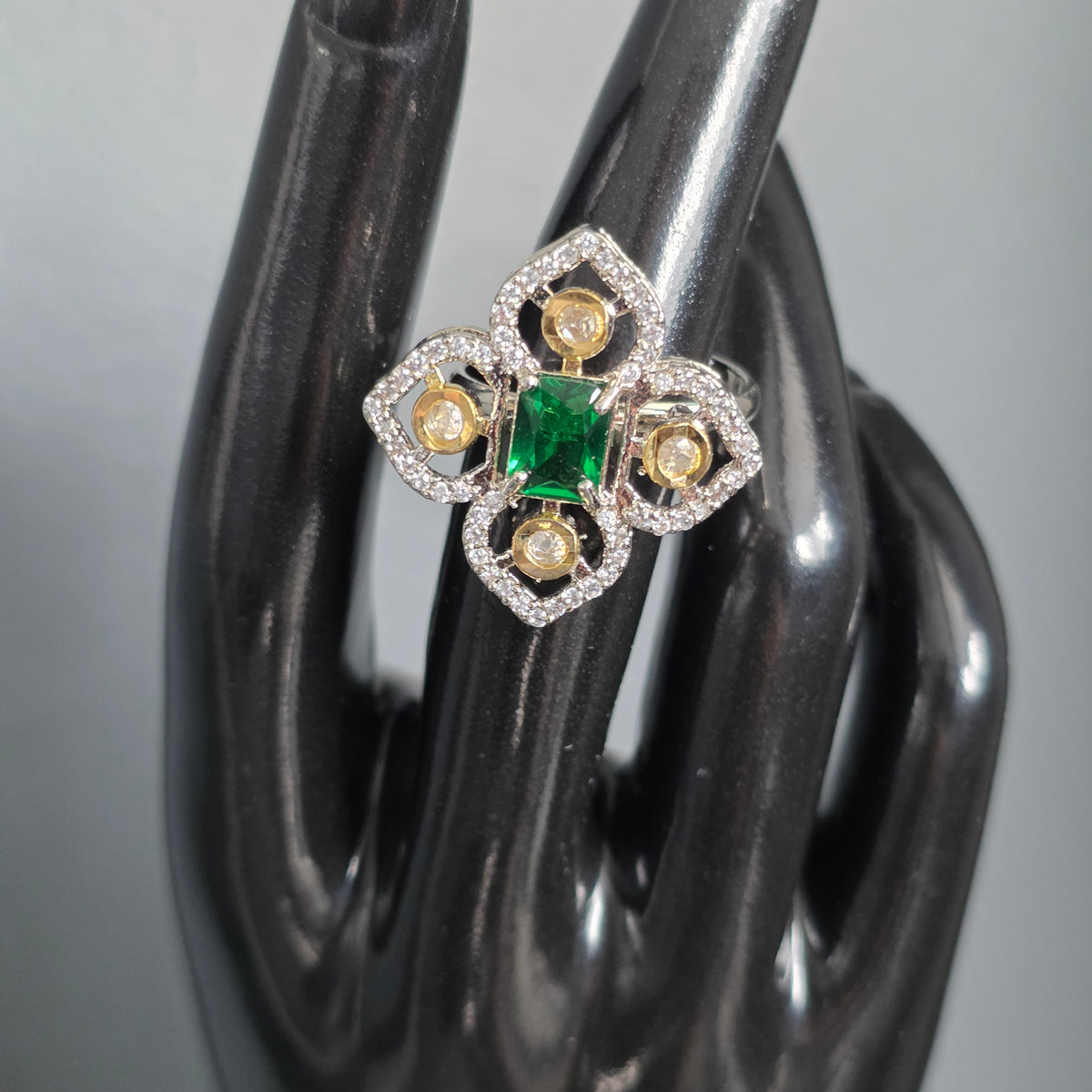 Elyzae Green Flower Ring