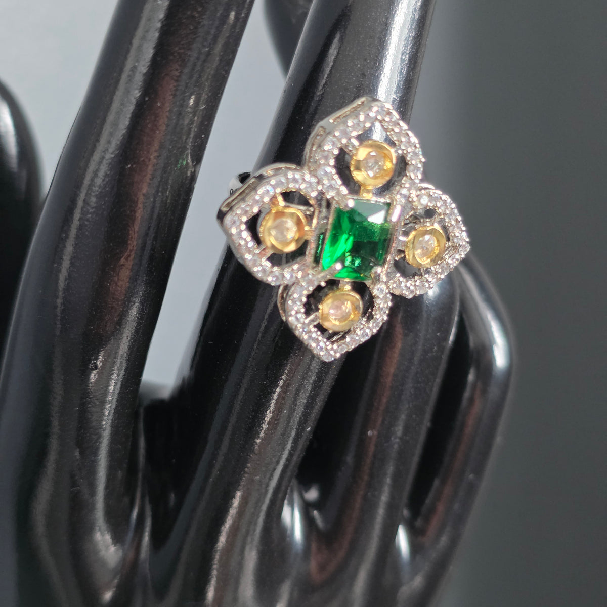 Elyzae Green Flower Ring