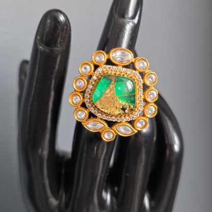 Elyzae Green Marble Ring