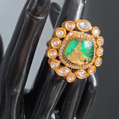 Elyzae Green Marble Ring