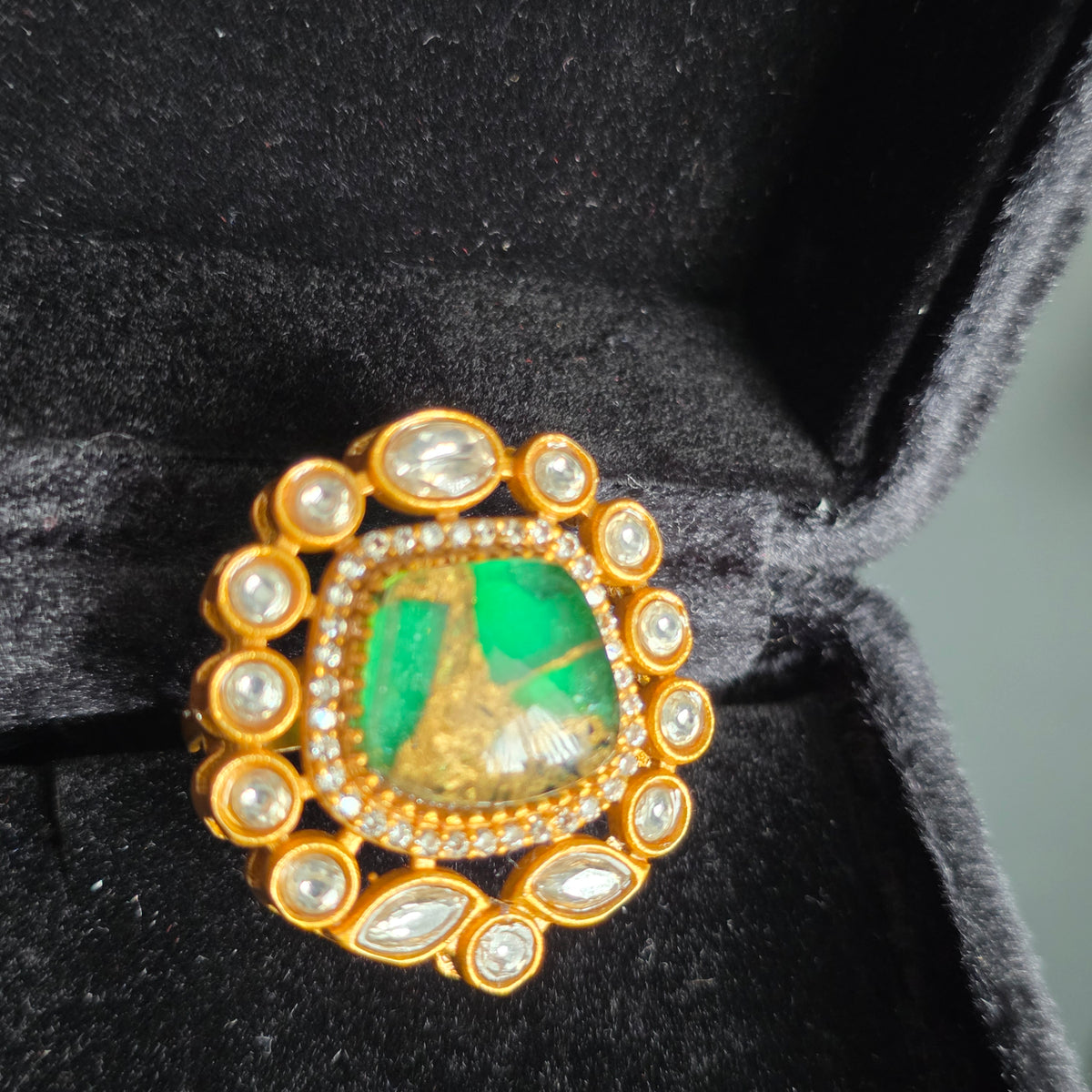 Elyzae Green Marble Ring