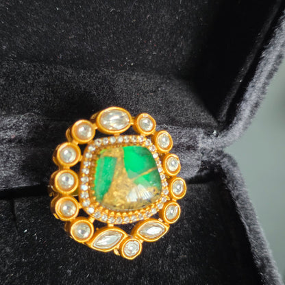 Elyzae Green Marble Ring