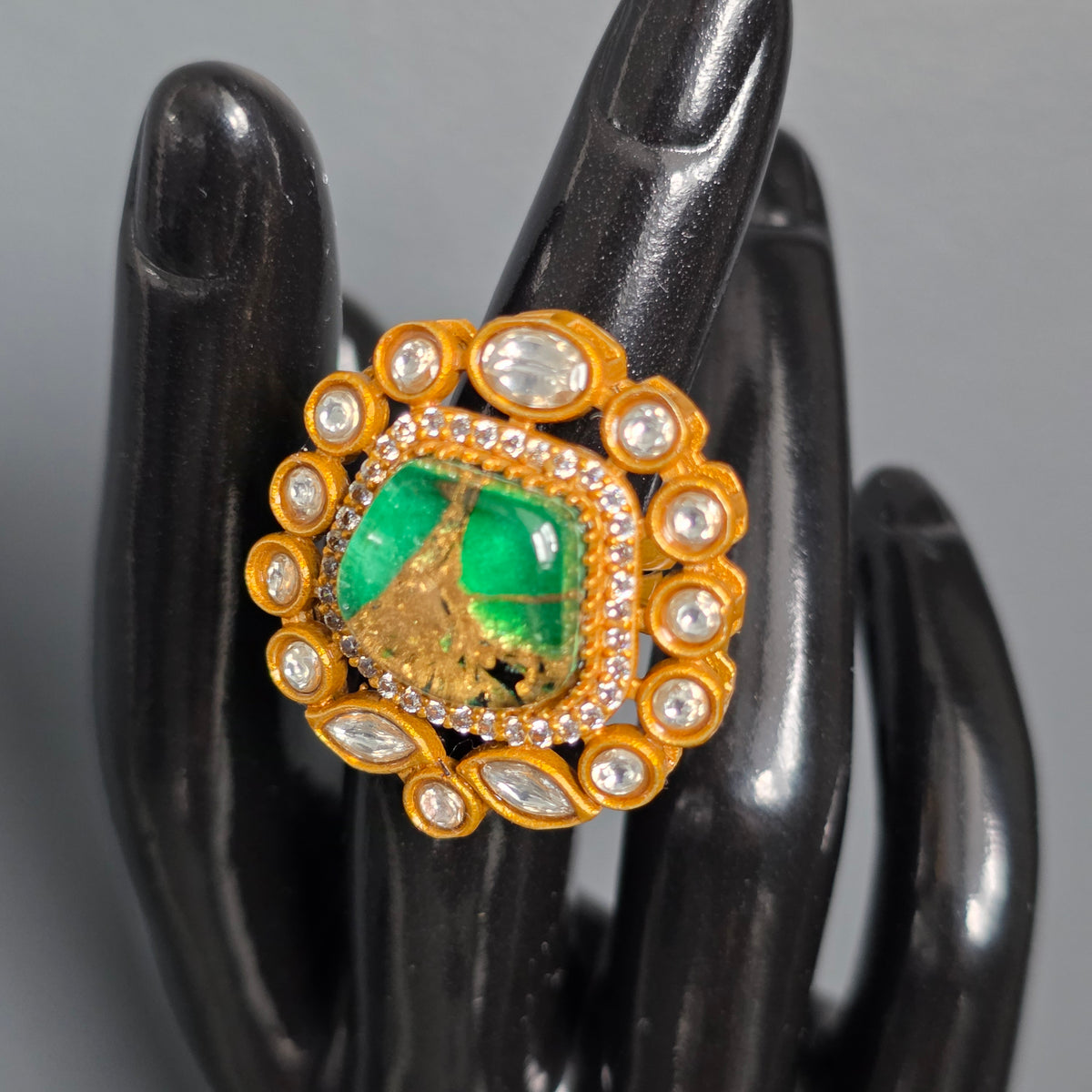 Elyzae Green Marble Ring