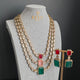 Elyzae Green, Pink & Red Stone Triple Layer Mala Set