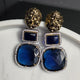 Elyzae Lion Navy Blue Stone Statement Earrings
