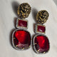 Elyzae Lion Ruby Stone Earrings