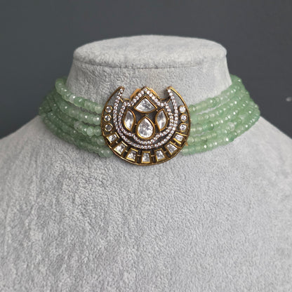 Elyzae Mint Green Motif Choker Set