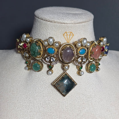 Elyzae Multi Diamond Stone Choker Set