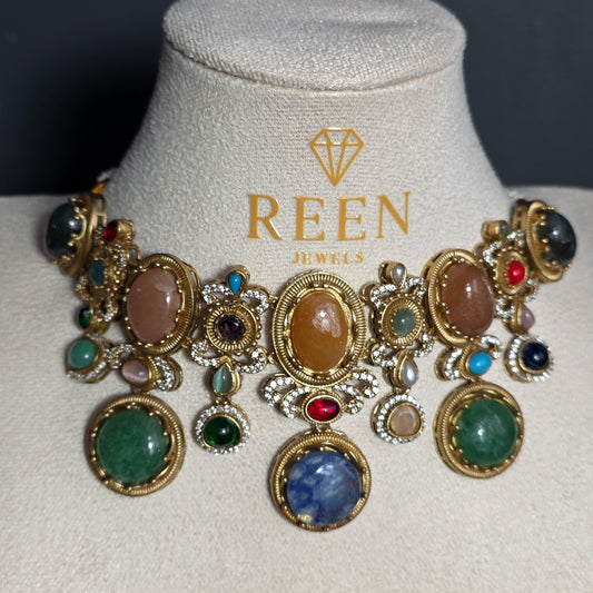 Elyzae Multi Round Stone Choker Set image 2