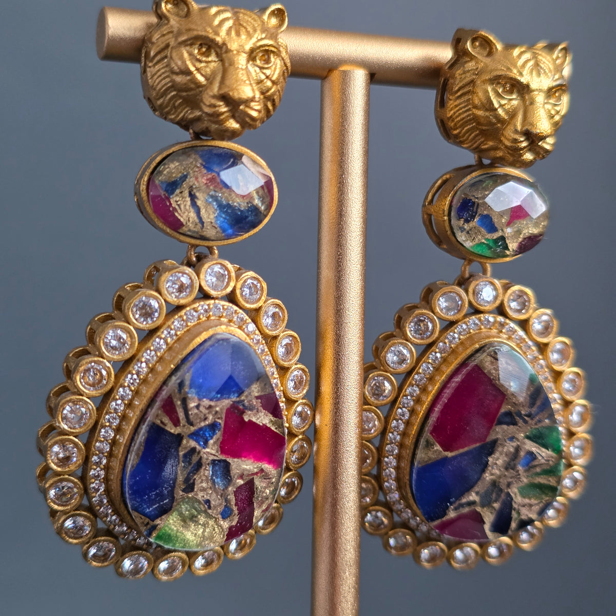 Elyzae Multi Tiger Marble Earrings