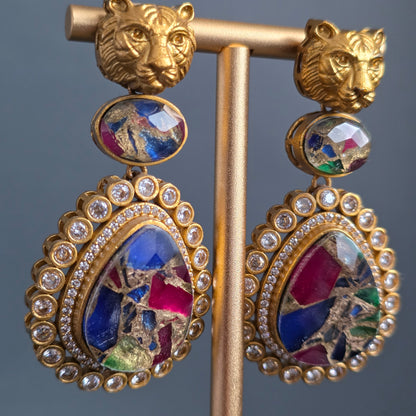 Elyzae Multi Tiger Marble Earrings