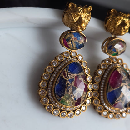 Elyzae Multi Tiger Marble Earrings