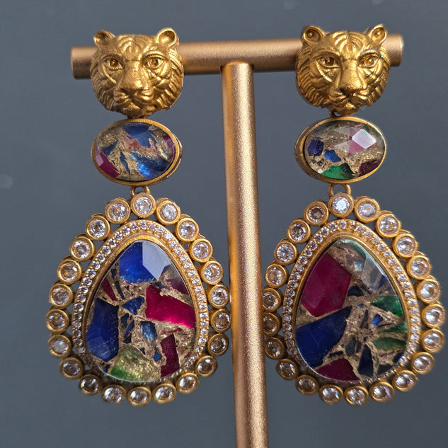 Elyzae Multi Tiger Marble Earrings