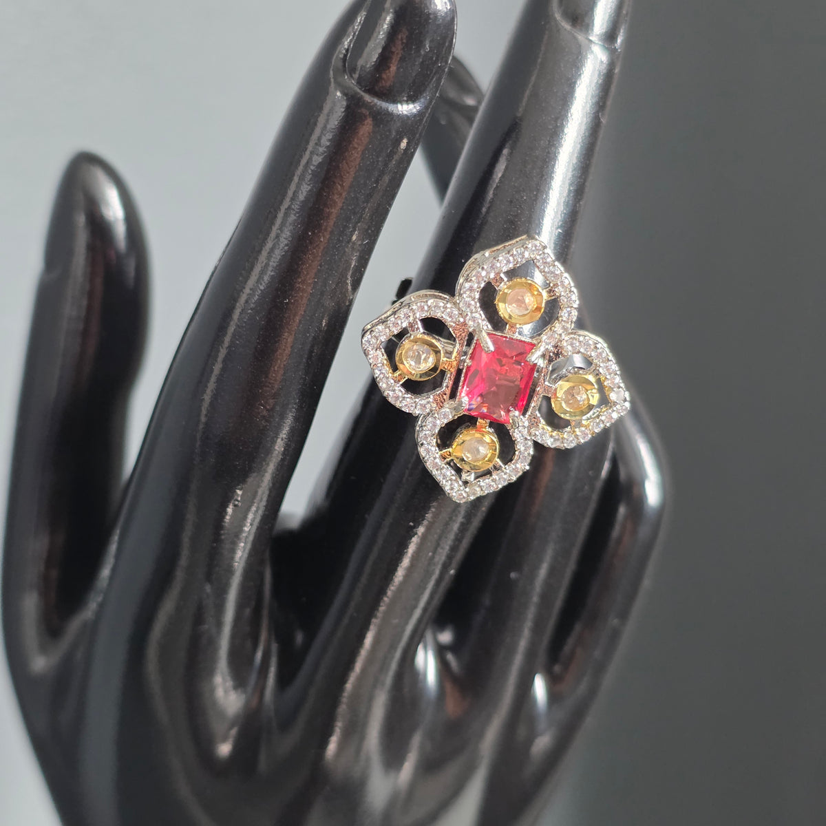 Elyzae Pink Flower Ring