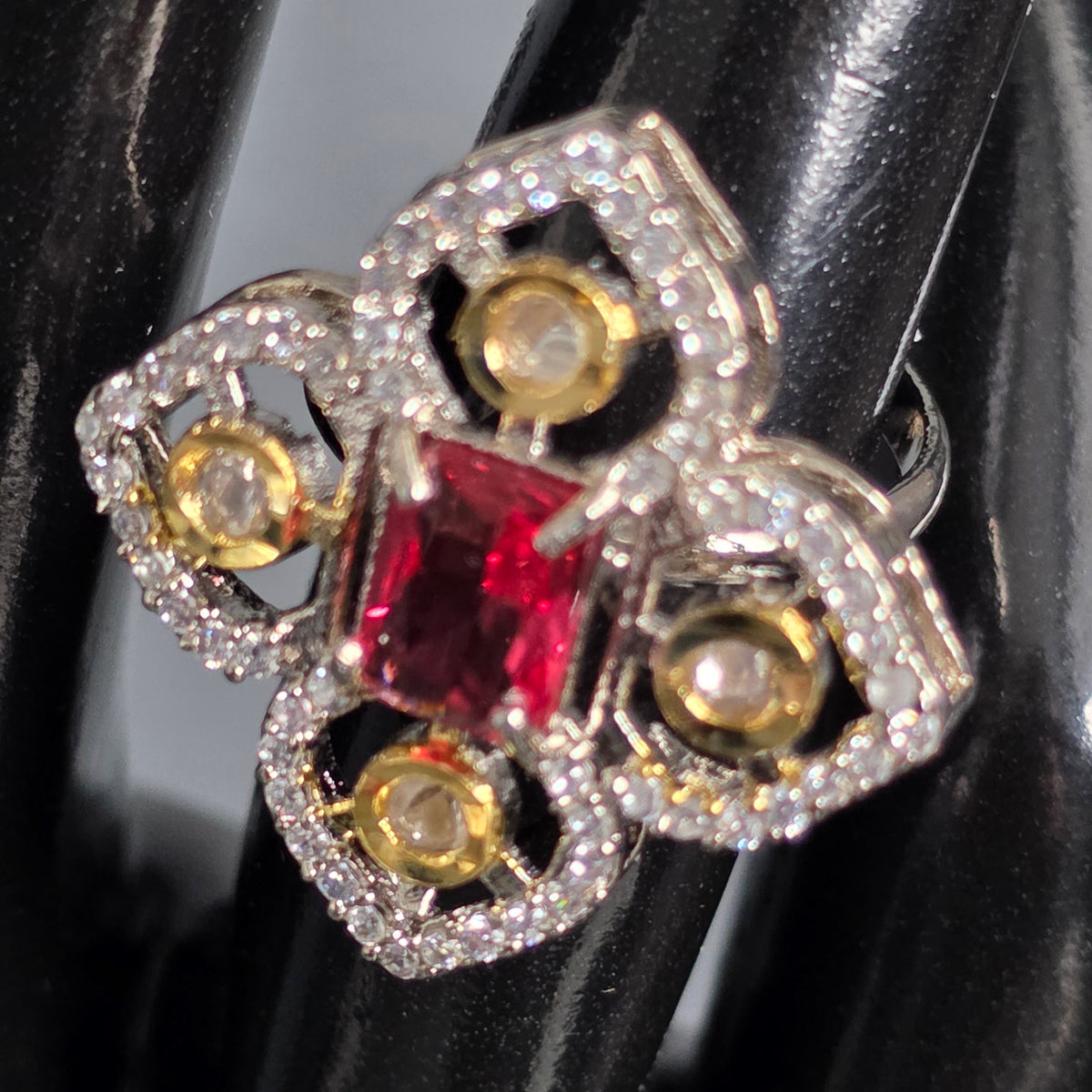 Elyzae Pink Flower Ring