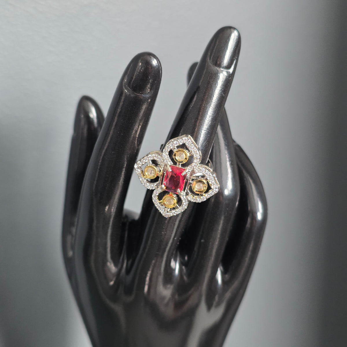 Elyzae Pink Flower Ring