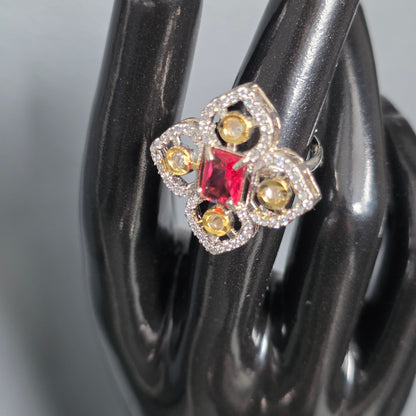 Elyzae Pink Flower Ring