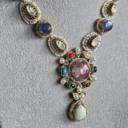 Elyzae Pink Stone Multi Mala Set