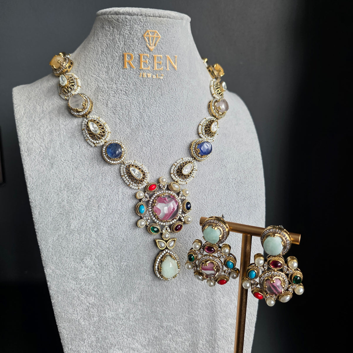 Elyzae Pink Stone Multi Mala Set