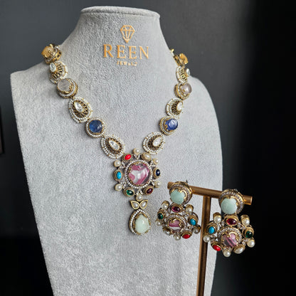Elyzae Pink Stone Multi Mala Set