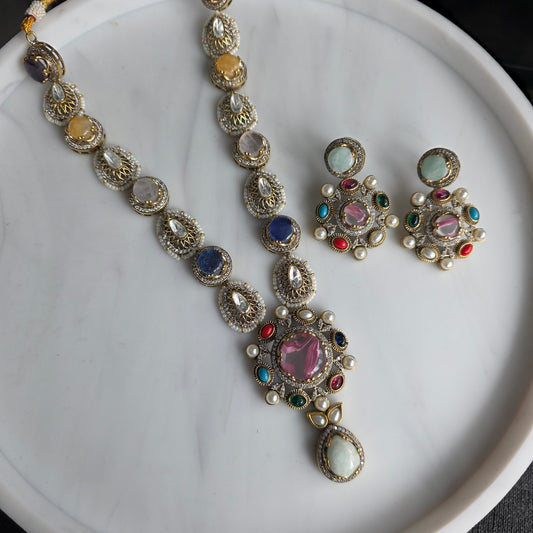 Elyzae Pink Stone Multi Mala Set image 2