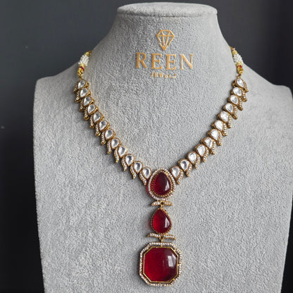 Elyzae Red Stone Mala Set