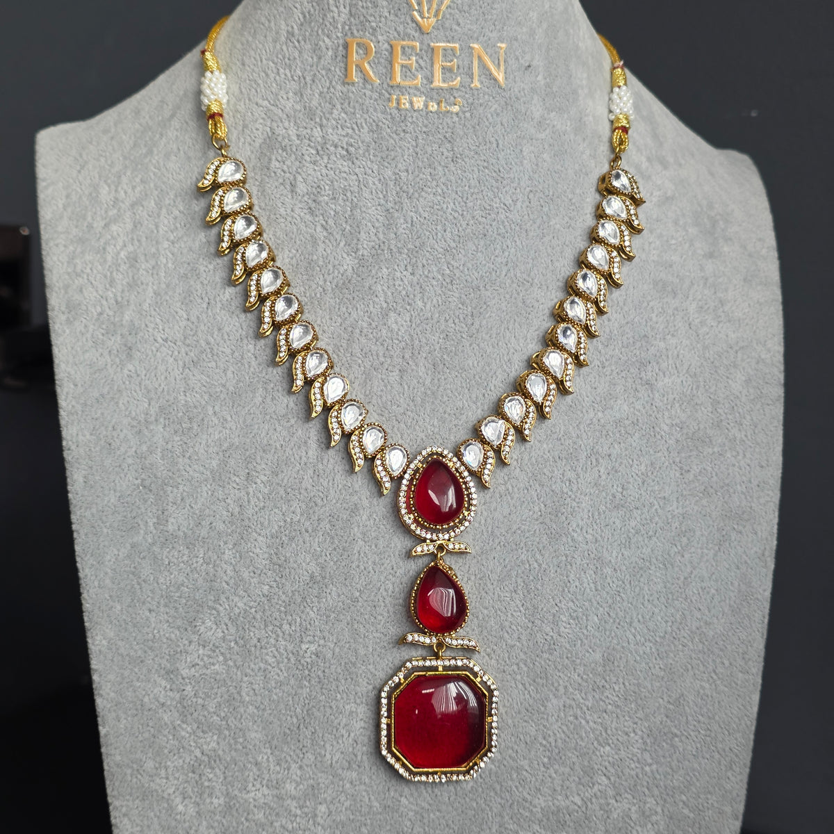 Elyzae Red Stone Mala Set
