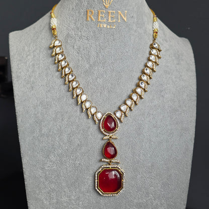 Elyzae Red Stone Mala Set