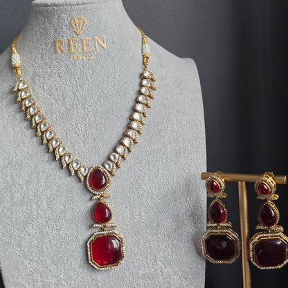 Elyzae Red Stone Mala Set