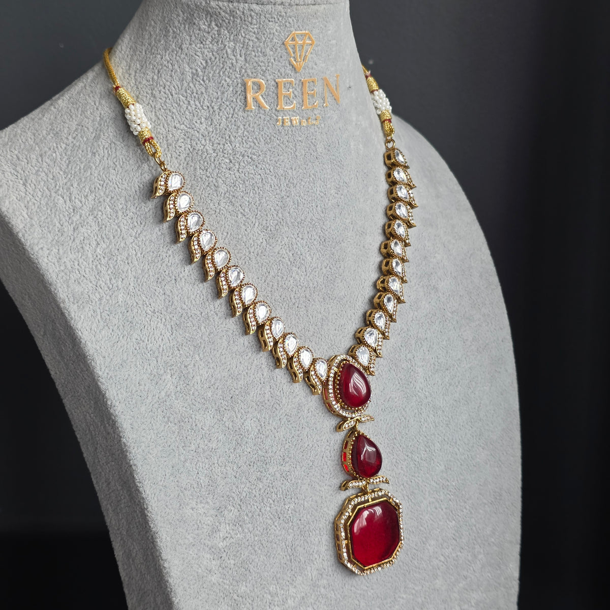 Elyzae Red Stone Mala Set