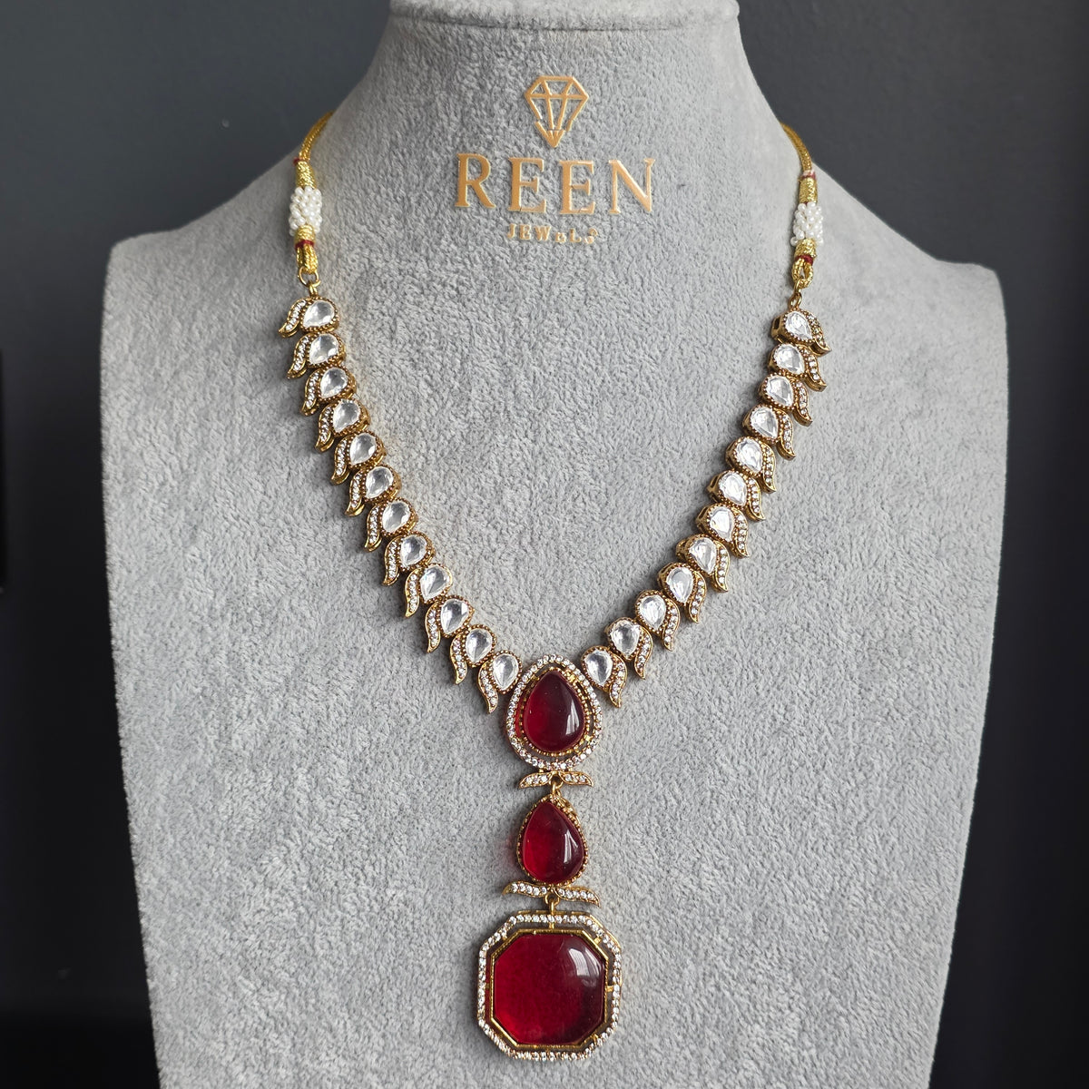Elyzae Red Stone Mala Set