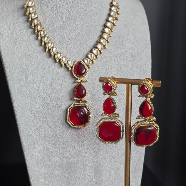 Elyzae Red Stone Mala Set
