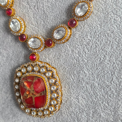 Elyzae Red and Pink Marble Mala set