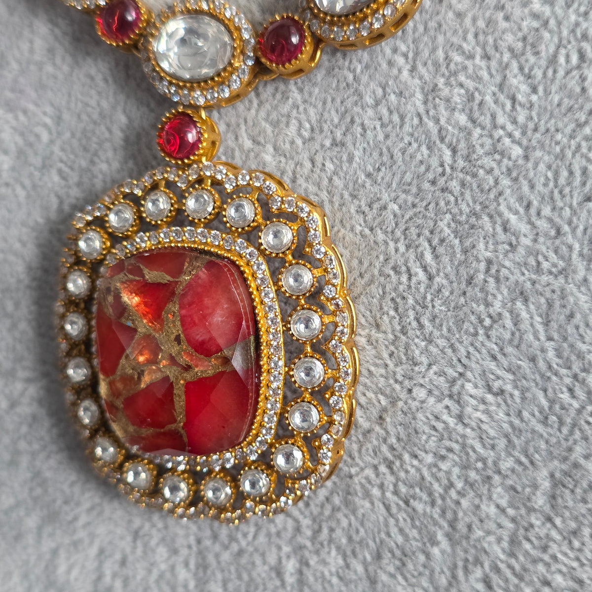 Elyzae Red and Pink Marble Mala set
