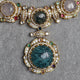 Elyzae Sabyasachi Mint & Opal Pink Stone Necklace Set