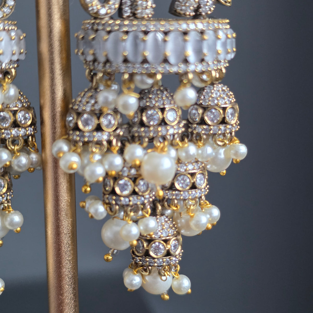 Elyzae White Stone Elephant Statement Earrings