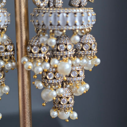 Elyzae White Stone Elephant Statement Earrings