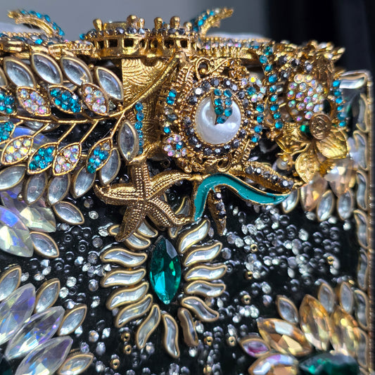 Emerald Green Encrusted Clutch image 2