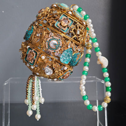 Emerald Green Encrusted Potli