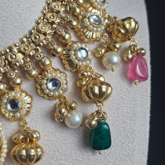 Eshale Fusion Motif Green & Pink Necklace image 2