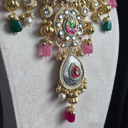 Eshale Fusion Motif Green & Pink Necklace