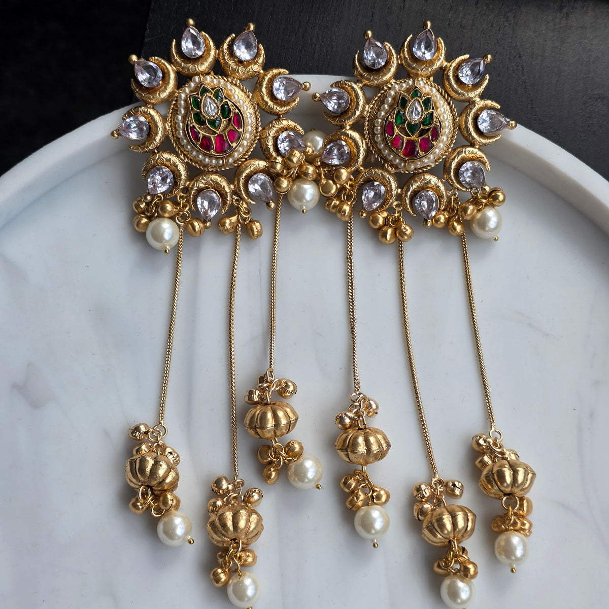 Eshale Kashmiri Flower Ghungroo Jhumkis