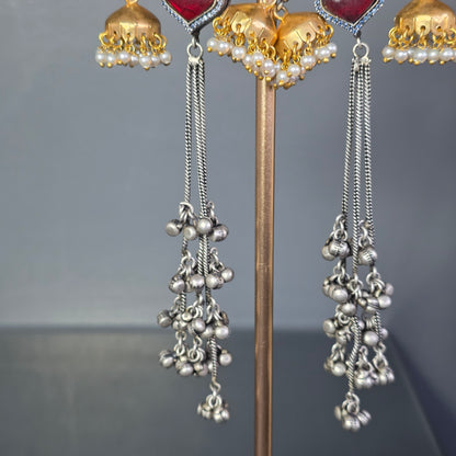 Eshale Kashmiri Oxidised Parrot Jhumkis