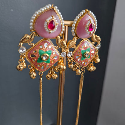 Eshale Kashmiri Pink Ghungroo Jhumkis