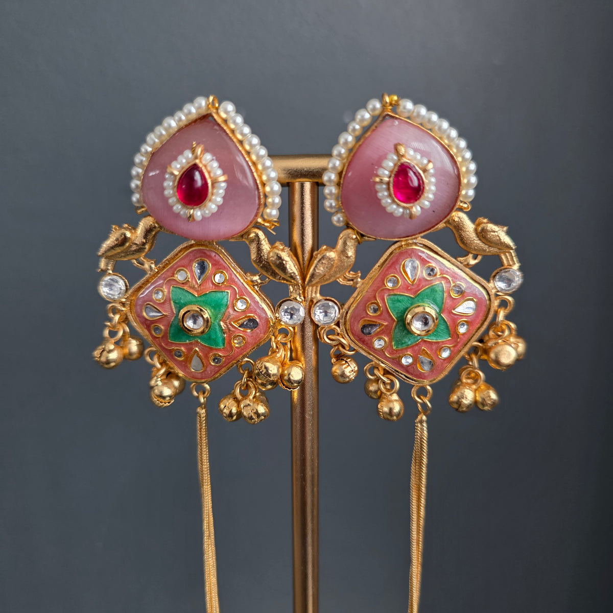 Eshale Kashmiri Pink Ghungroo Jhumkis