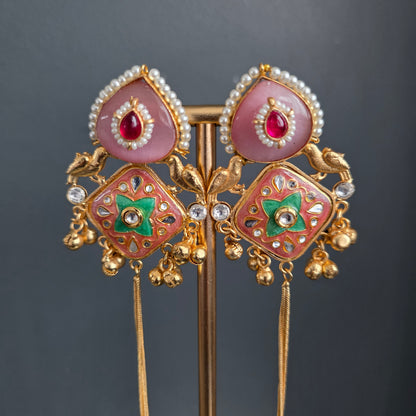 Eshale Kashmiri Pink Ghungroo Jhumkis