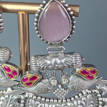 Eshale Oxidised Pink Jhumkas