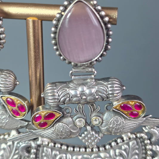 Eshale Oxidised Pink Jhumkas image 3