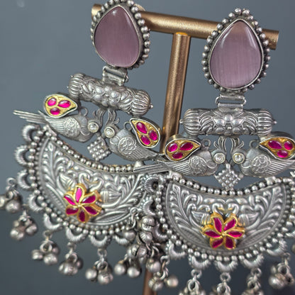Eshale Oxidised Pink Jhumkas